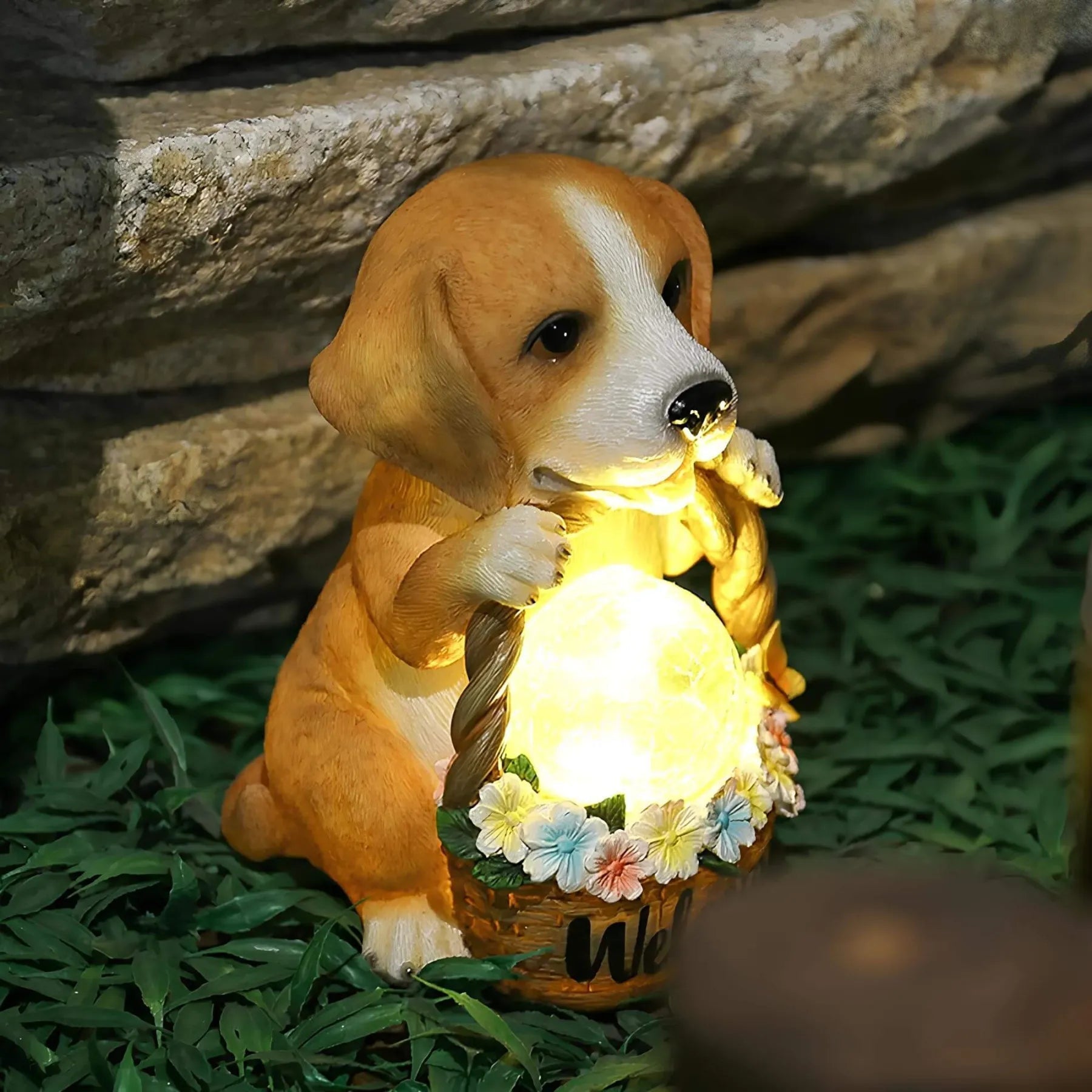 Puppy Glow – Solar hagelampe med bedårende valpedesign