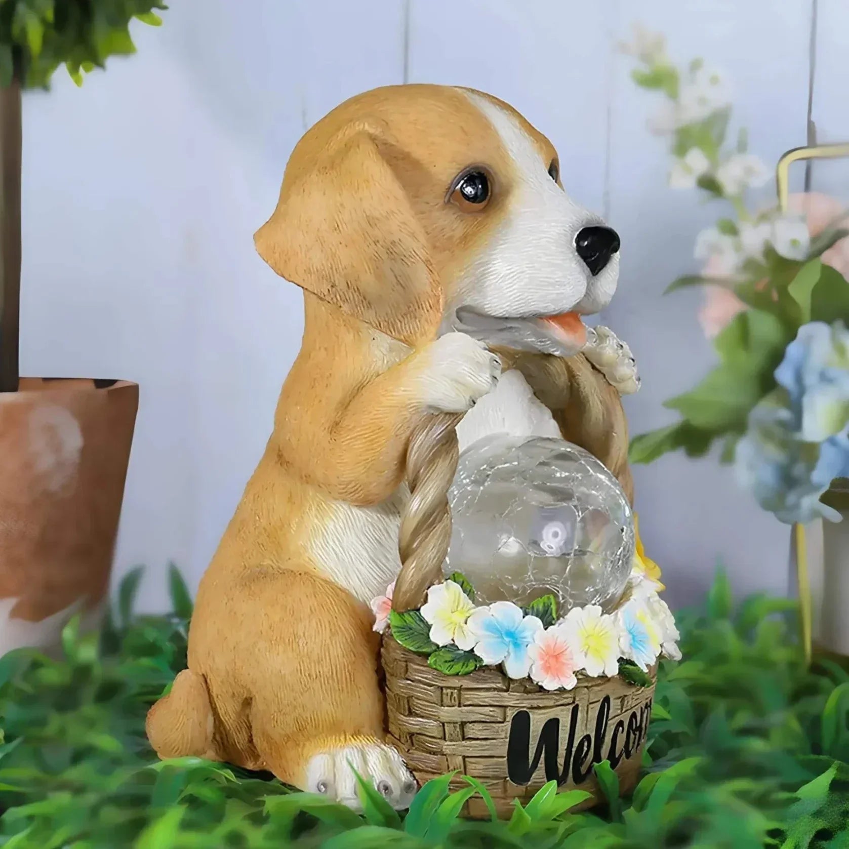 Puppy Glow – Solar hagelampe med bedårende valpedesign
