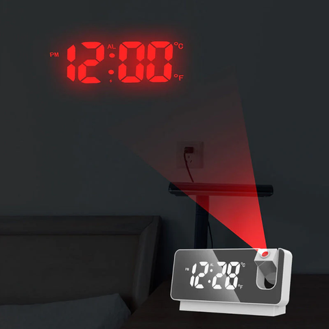 LumiTime Smart projeksjonsvekkerklokke med LED-skjerm – stilig og praktisk